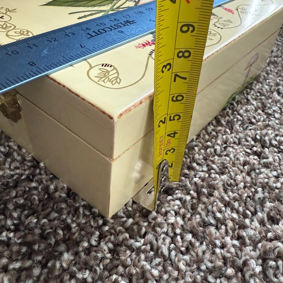 Vintage Joan Rivera Floral Painted Wooden Jewelry Box Organizer Cottagecore 8x6" - Picture 5 of 8